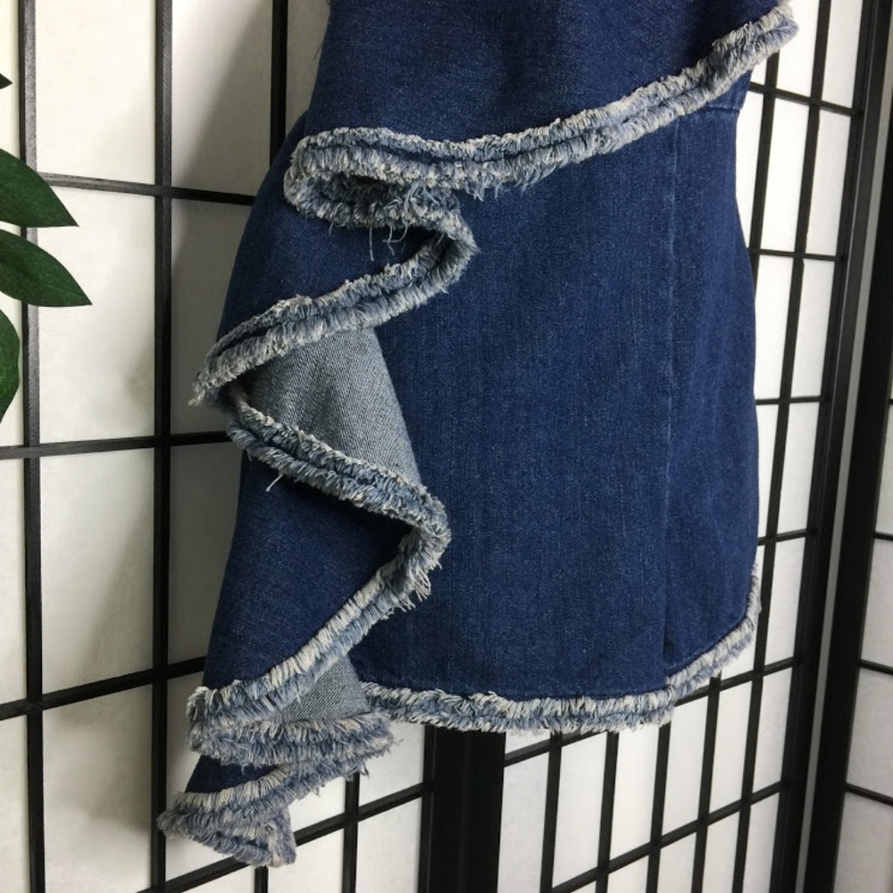 Do + Be Denim One Shoulder Ruffle Romper 1E - Picture 3 of 5